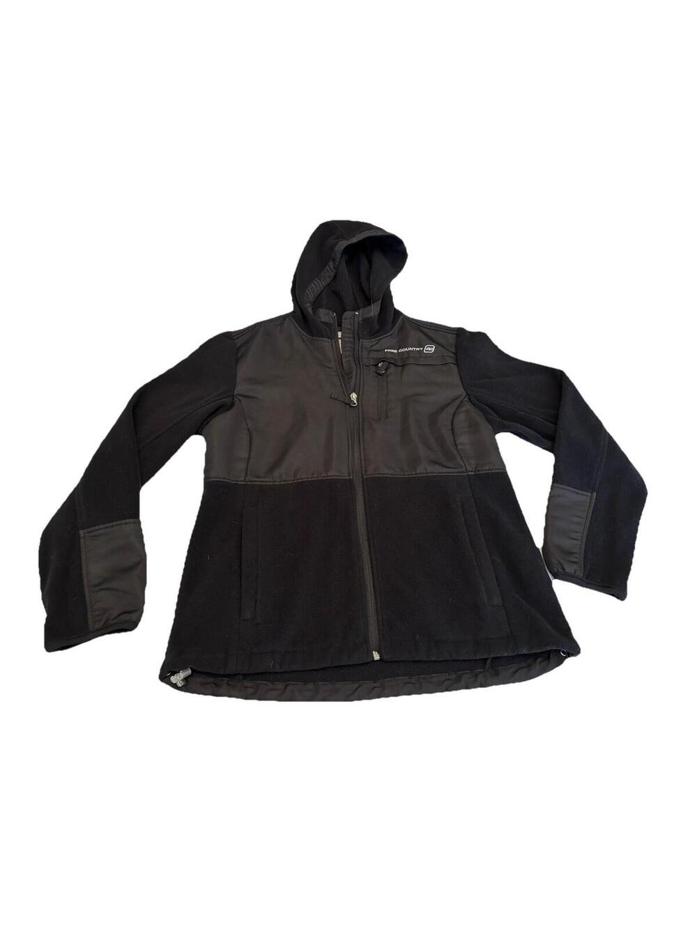 Ladies Free Country Zip Up Jacket With Hood Black Size Medium